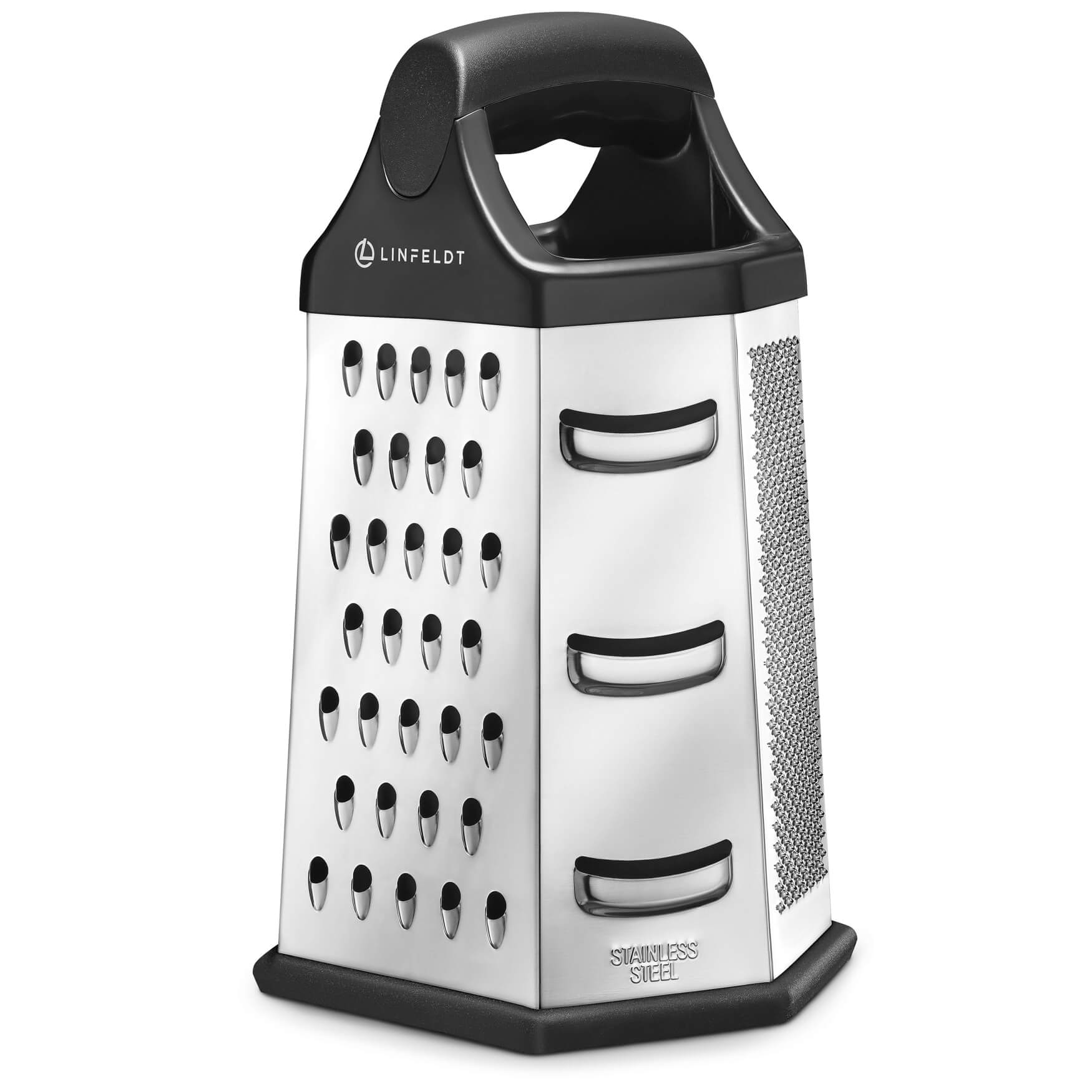 Edelstahl-Sechskant-Reibe für müheloses Zerkleinern und Raspeln von Lebensmitteln. Perfekt für die Küchenarbeit und die Zubereitung von köstlichen Gerichten.