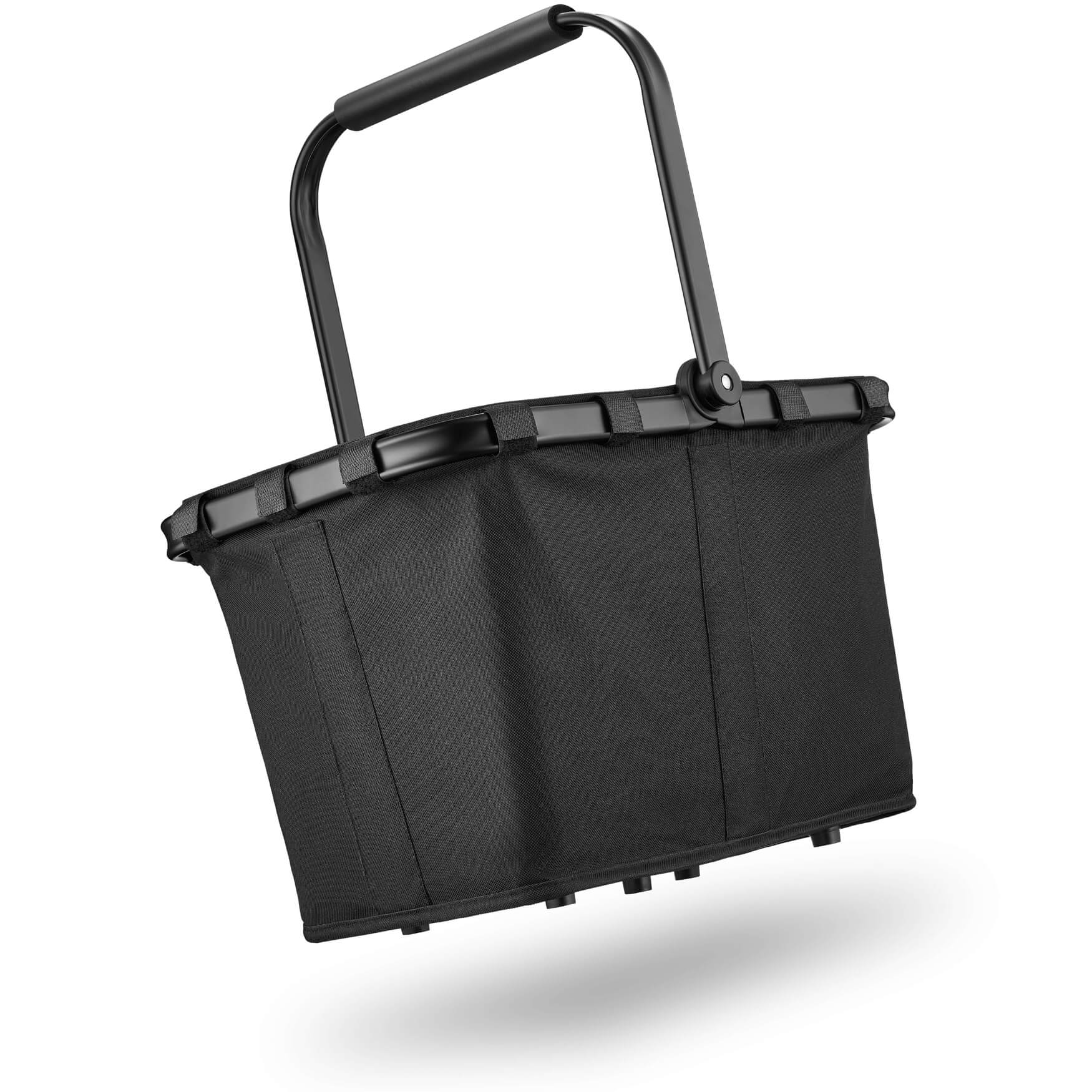 Ein schwarzer Einkaufskorb, ideal für bequemes Einkaufen und Transportieren von Einkäufen.