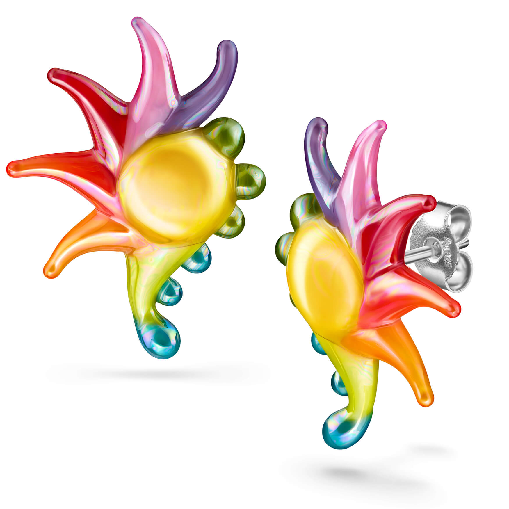 Bunte Ohrringstecker in Regenbogenfarben, perfekt um Ihre Persönlichkeit und Ihren Stil zum Ausdruck zu bringen.