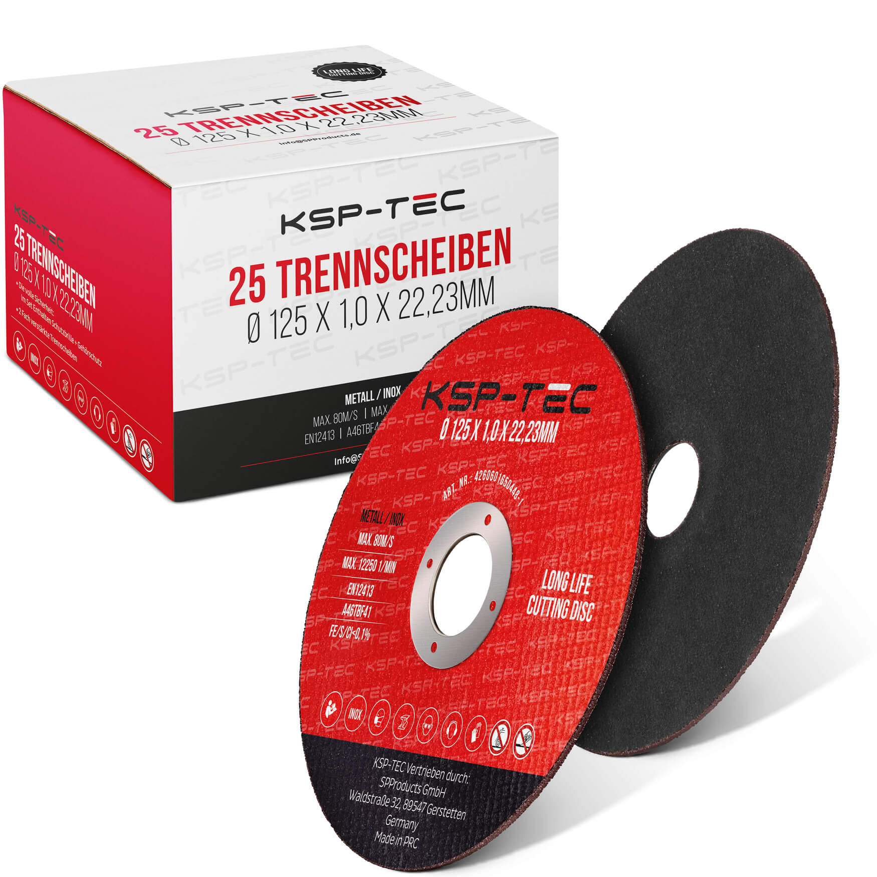 Trennscheiben-Set mit Verpackung: Ein praktisches Set von Trennscheiben, verpackt für einfache Aufbewahrung und Organisation, ideal für Metall- und Steinbearbeitungsaufgaben in Werkstatt und Heimwerkerprojekten.