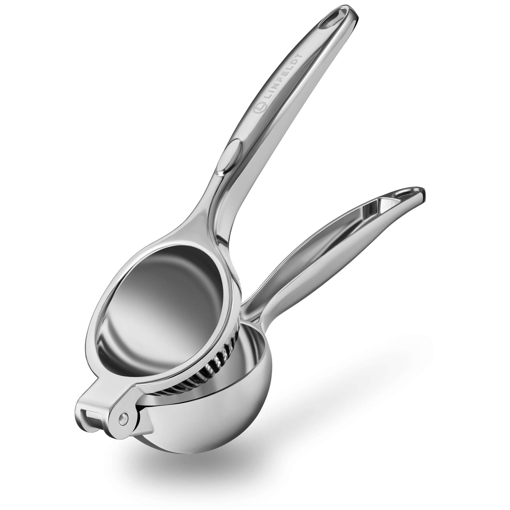 Edelstahl-Zitronenpresse: Eine langlebige und effiziente Lösung für das Extrahieren von frischem Zitronensaft, hergestellt aus hochwertigem Edelstahl für eine mühelose Saftgewinnung und einfache Reinigung.